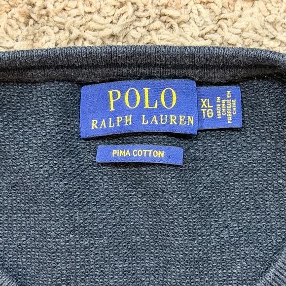 Vtg Polo Ralph Lauren Sweater MENS XL Black Purple Logo 100% Pima Cotton - Picture 4 of 4